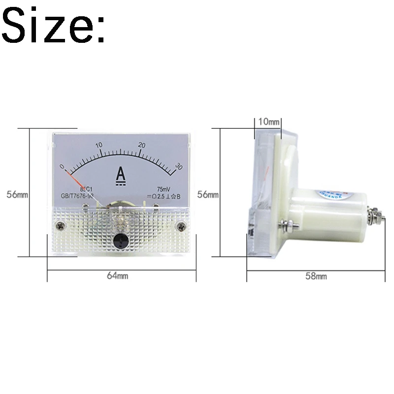 HUA Brand Ammeter DC 100A Analog Panel Ammeter Gauge With Shunt - 85C1 Current Meter For - View #13