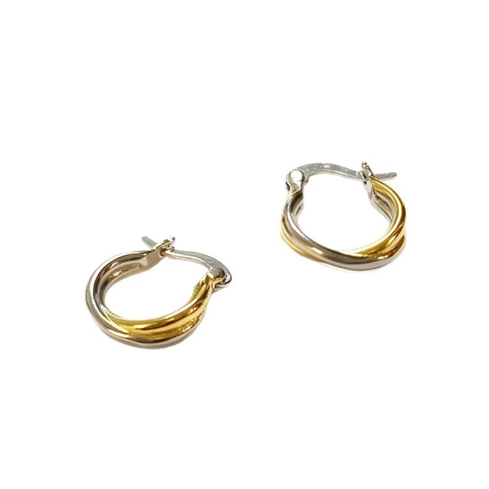 Geometric Metal Twisted Cross Hoop Earrings for Women Niche Design Personalized Two Tone Earrings Jewelry Accessories