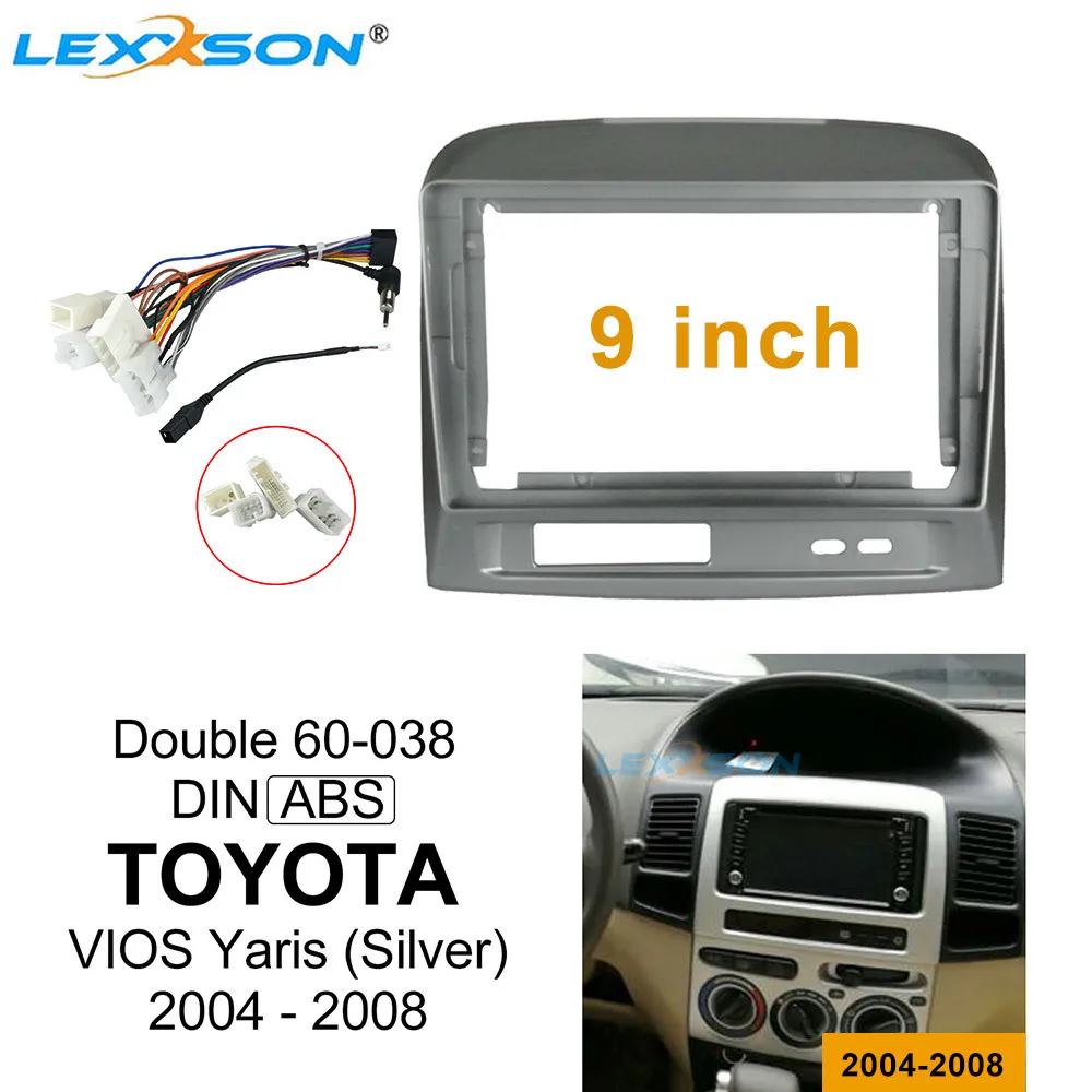 

9 Inch Car Fascia For TOYOTA VIOS 2004-2008 Double Din Car dvd Frame Audio Adaptor Facia 1/2din Refitting Panel Dashboard kits