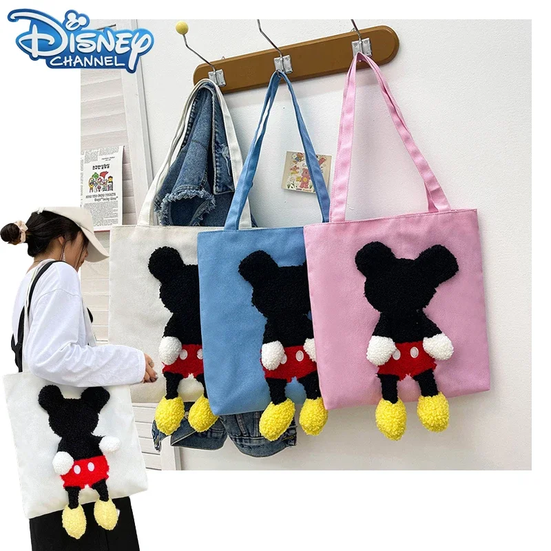 Disney Mickey Large Capacity Canvas Bag Cute Cartoon Three-dimensional Boy Girls Studens Multicolor Shoulder Bags Birthday Gifts