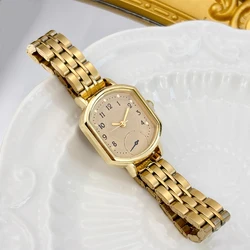 Sophisticated All - Match Women's Watch with Oval Dial and Premium Stainless Steel Strap (Golden)