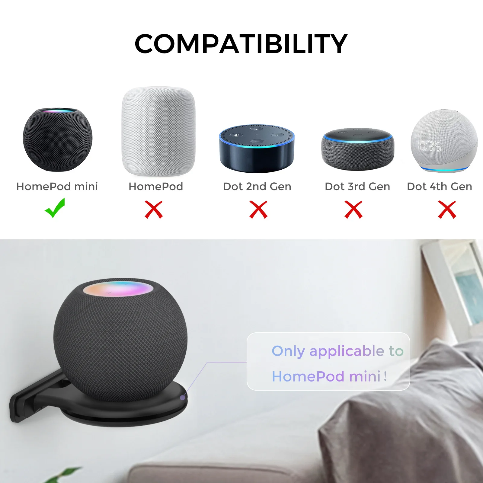 Audio Speakers Bookshelf Speakers Bracket For HomePod Mini Smart Speaker Wall Mount Stand Durable Sound Box Wall Hanger Support Holder For Home Pod Mini
