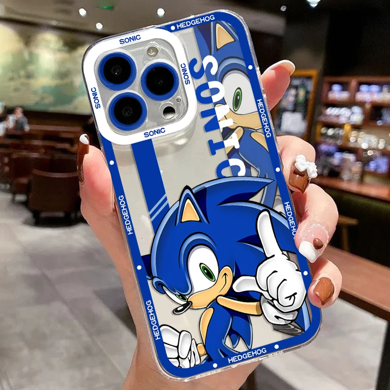 thumbnail image 1 of Funda de teléfono con dibujos animados para iPhone 16, 15, 14, 13, 12, 11, Mini Pro Max, X, XR, XSMax, 7, 8 Plus, SE20, S-Sonics, transparente, 1 of 5