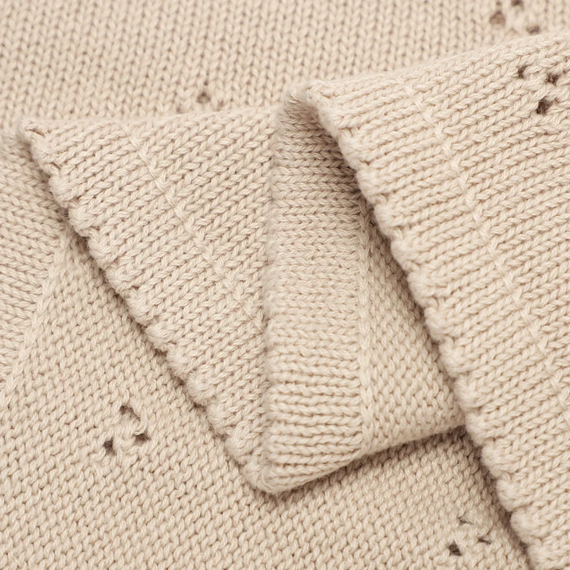 Coperta per bambini in maglia di cotone passeggino neonato fasciatoio avvolgente moda culla solida plaid sacco a pelo infantile ragazzi ragazze 90 * 70 cm super morbido - immagine 5
