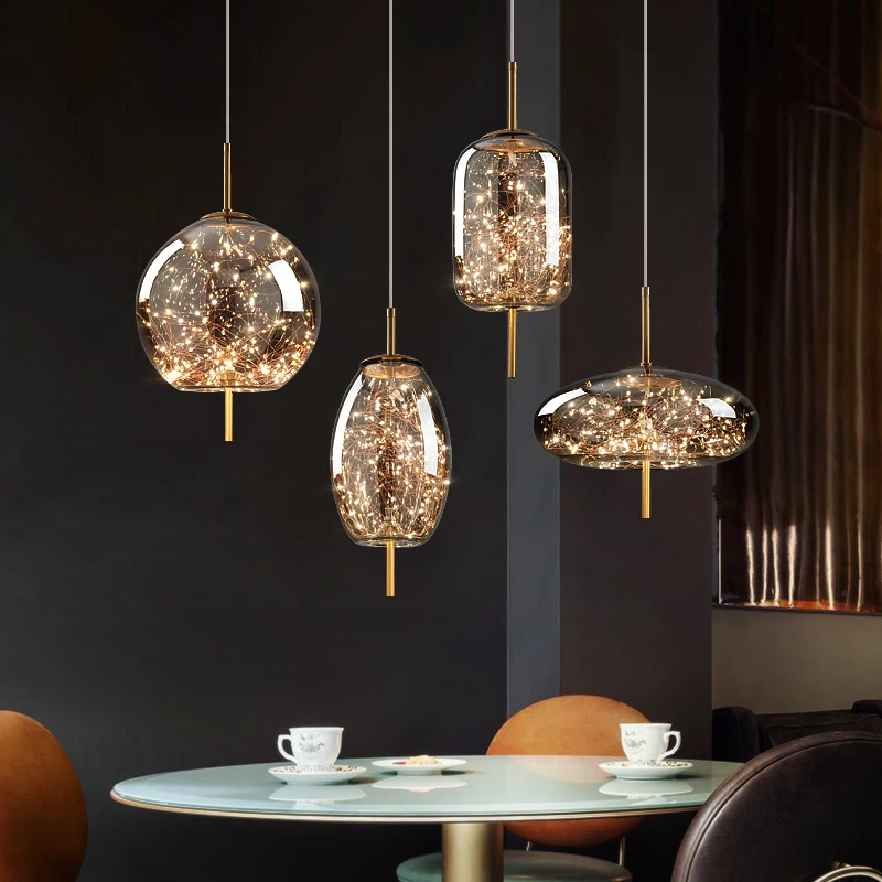 

Modern Glass Pendant Lamp Luxury LED Hanging Light For Bedroom Living Room Kitchen Decor Nordic Bedside Lighting Fixture