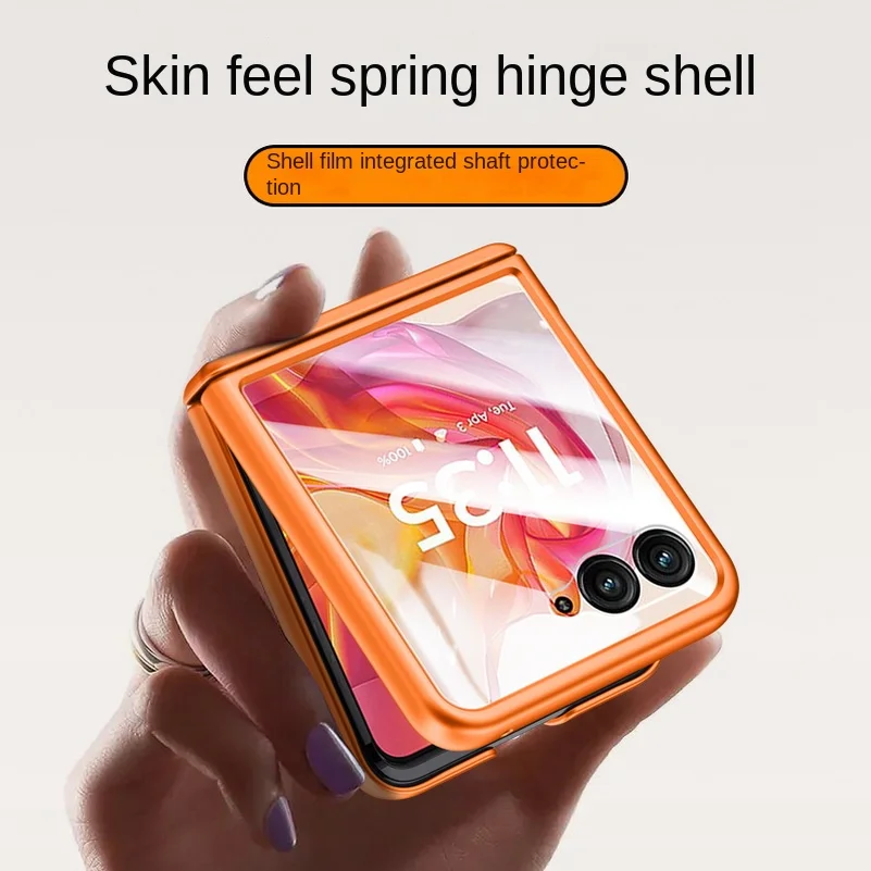 Tempered Glass Film Protective Case with Spring Hinge and Full Lens Camera Protection