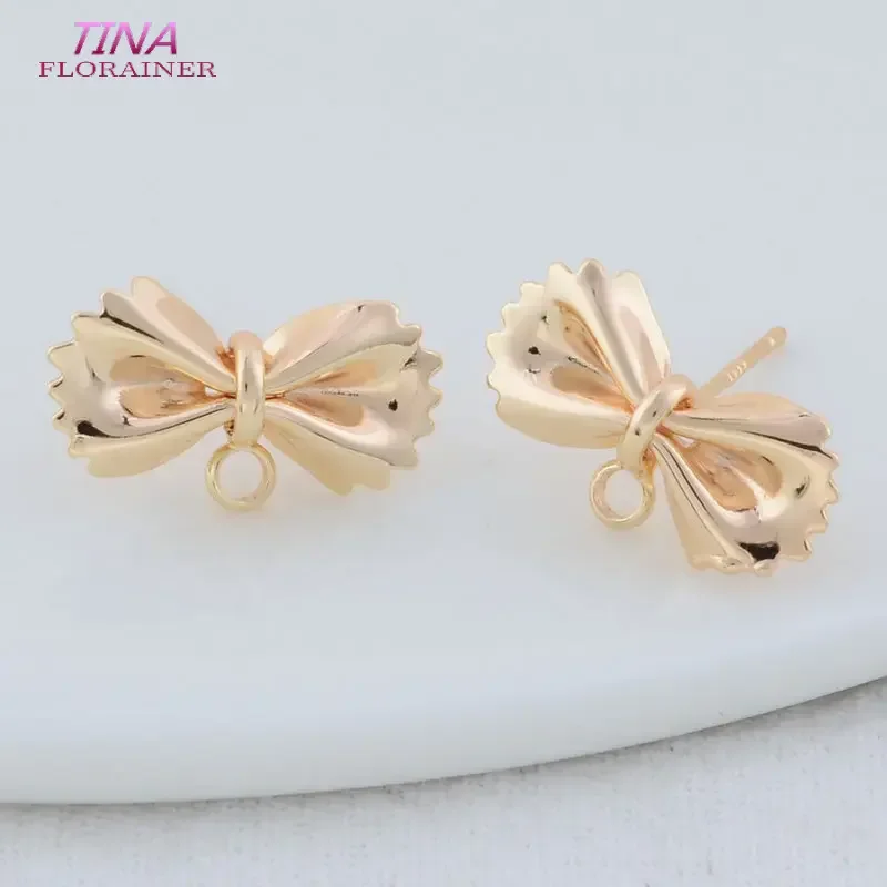 9*17MM 14K Gold Farbe Überzog Messing Bowknot Stud Ohrringe Hohe Qualität Diy DIY Schmuck Finden zubehör