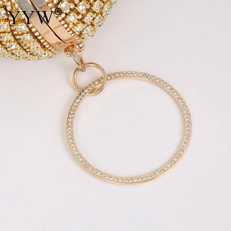 Round Ball Tassel Women Crystal Ring Clutch Evening Bags Luxury Shiny Diamond Wedding Party Wristlets Chain Handbag Lady Purse