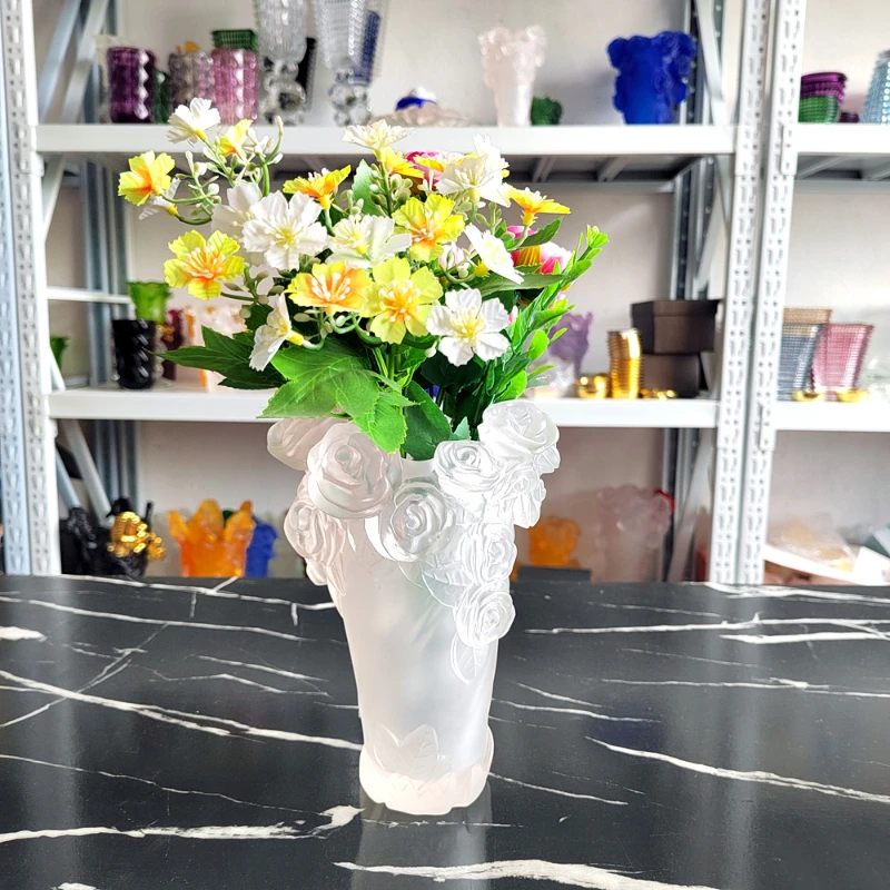 Moral Flower Full Moon Crystal Flower Ware European Light Luxury Home Gift Glazed Vase Rose Flower Ware Home Decor 2