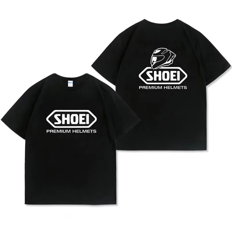 New Shoei Motorcycle Helmet T Shirt Pure Cotton Riding Recommended Size S 4XL Heavyweight Streetwear Top