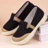 Beijing Ladies Canvas Shoes Soft Bottom Fashionable Flat Shoes Spring Autumn New Style Linen Slip-On Mom Shoes Comfortable Cross