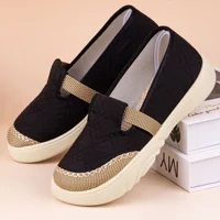 Beijing Ladies Canvas Shoes Soft Bottom Fashionable Flat Shoes Spring Autumn New Style Linen Slip-On Mom Shoes Comfortable Cross