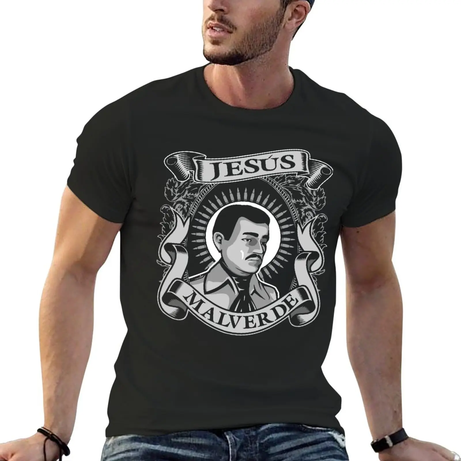 

Jesus Malverde Mexican Hero Angel Of The Poor T-Shirt sublime kawaii clothes heavy weight t shirts for men