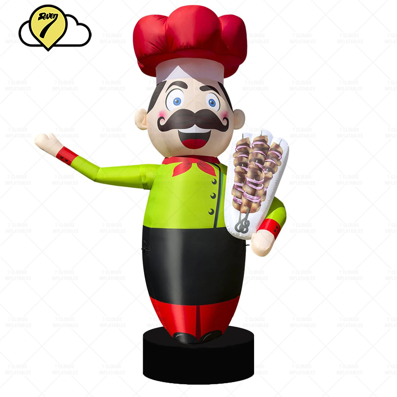 2.5m inflável publicidade restaurante onda mão shish kebab chef dançarinos de ar céu tubo homem dançarino com ventilador e decoração led brinquedos