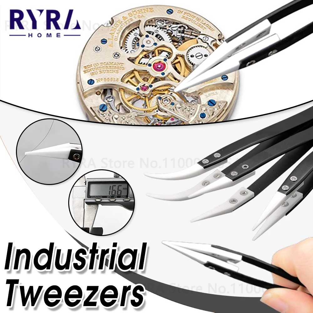 Anti-Static Stainless Steel Tweezers Precision Maintenance Industrial Repair Curved Tool Home Working Model Making Hand Tools
