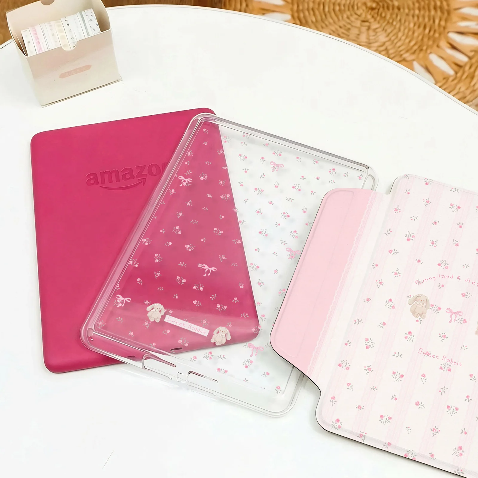 Magnetic Detachable Clear Acrylic Cover with Pink Girly Pattern and Auto Wake/Sleep Feature