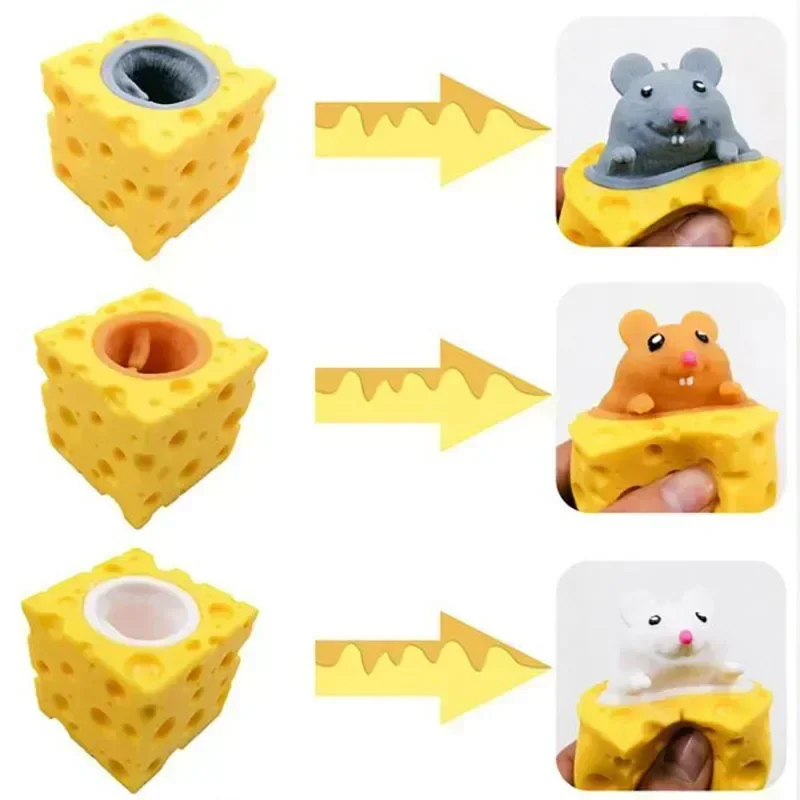 Stress-relieving Pet Cheese Mouse Cheese Pinch Fun Stress Ball Vent Squirrel Cup Prank Toy Antistress Toy Small Toys Fidget Toy 2