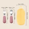 2PC Baby Silicone Stainless Steel Spoon Set Children's Training Fork Spoon Portable Baby Feeding Utensils Tableware Set With Box 4