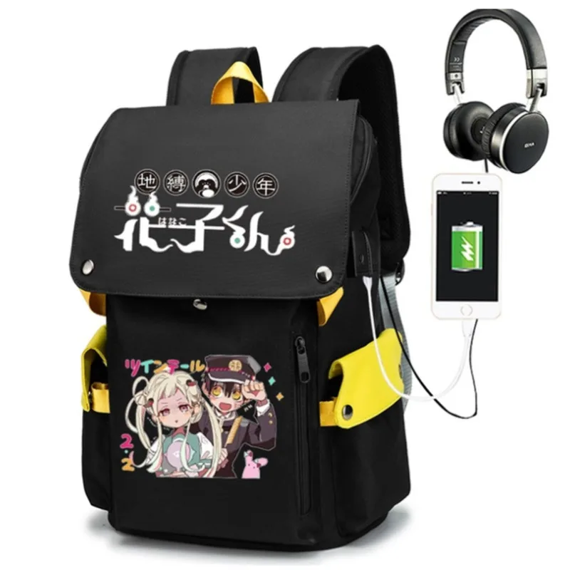 

Аниме Рюкзак Jibaku Shounen Hanako-kun в туалетной обложке, сумка для ноутбука с USB, мужской и женский рюкзак, дорожные сумки через плечо, уличные сумки