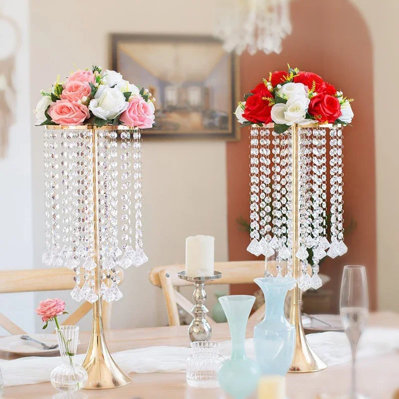 

Luxurious Crystal Flower Stand Wedding Centerpieces Candle Holders For Wedding Party Dinner Restaurant Home Decoration Supplies