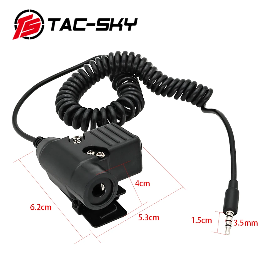 TAC-SKY Tactical Hunting Noise Cancelling Headphones Walkie Talkie Shooting Headset Military Adapter PTT U94 PTT Phone Plug PTT