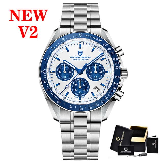 PAGANI Design Luxury Business Multifunctional Moon Watch Quartz Chronograph Men Watch Sapphire Waterproof Bracelet Accessories Blue