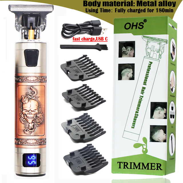 T9 0mm Professional Hair Clipper Electric Rechargeable Men Hair Shaver Beard Trimmer Beard Barber Hair Cut Cutting Machine