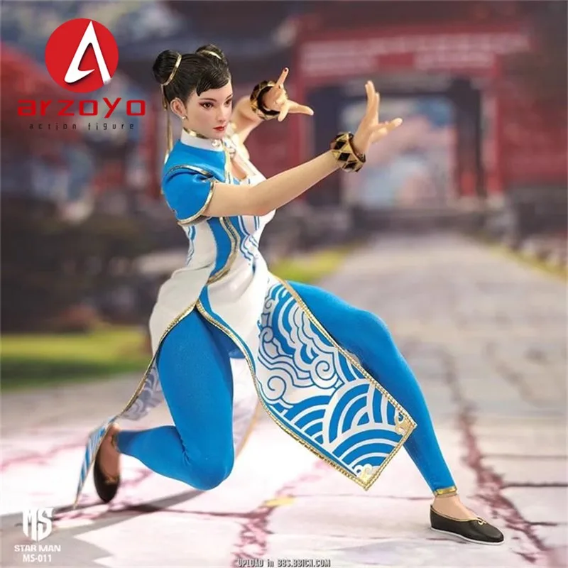 STAR MAN 1/6 フィーメール・ファイター ホワイトブルー MS-011 Star Man 1:6 Female Fighter Li Blue Cloud Patterned White