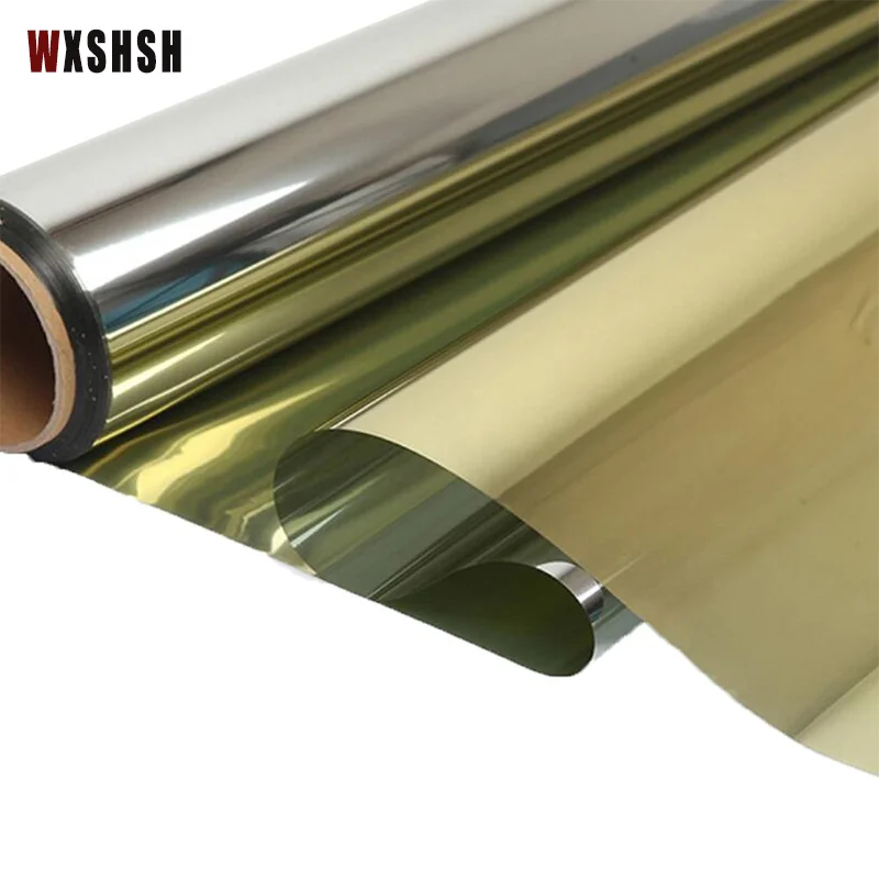One Way Perspective Mirror Window Film UV-Proof Glare Reduction Tint-Film Self-adhesive bathroom d&eacute;cor Gold Silver