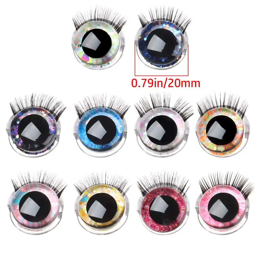 20pcs 12-30mm 3D Mixed Color Safety Toy eyes +Eyelash for amigurumi crochet  stuffed animal