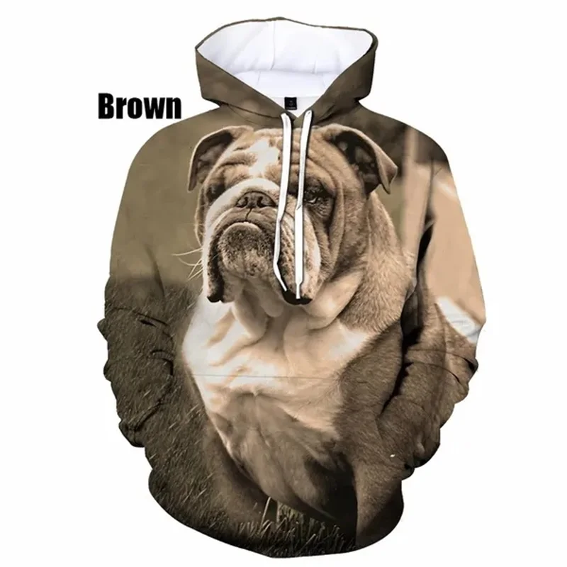 thumbnail image 1 of Sudadera con capucha informal de moda para hombre, sudadera con estampado 3D de bulldog, sudadera holgada de talla grande para primavera y otoño, 1 of 4