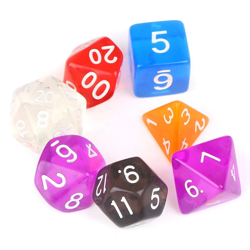 1/2세트 DnD 다면체 주사위 세트 (테이블탑 게임, RPG, MTG용) D4 D6 D8 D10 D% D12 D20 6가지 색상 선택 가능 인기 상품