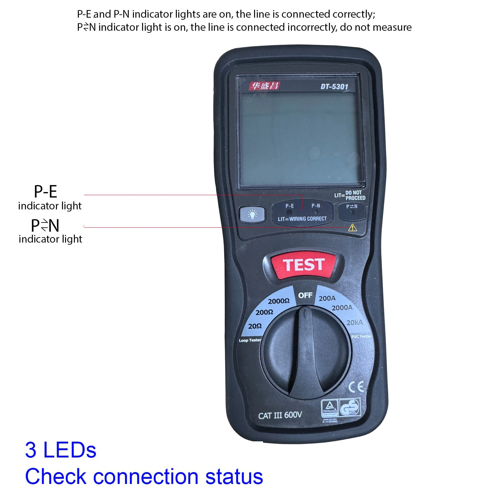 CEM DT-5301 Circuit Resistance Tester LOOP/PSC Tester Circuit Resistance Meter Resistance Tester