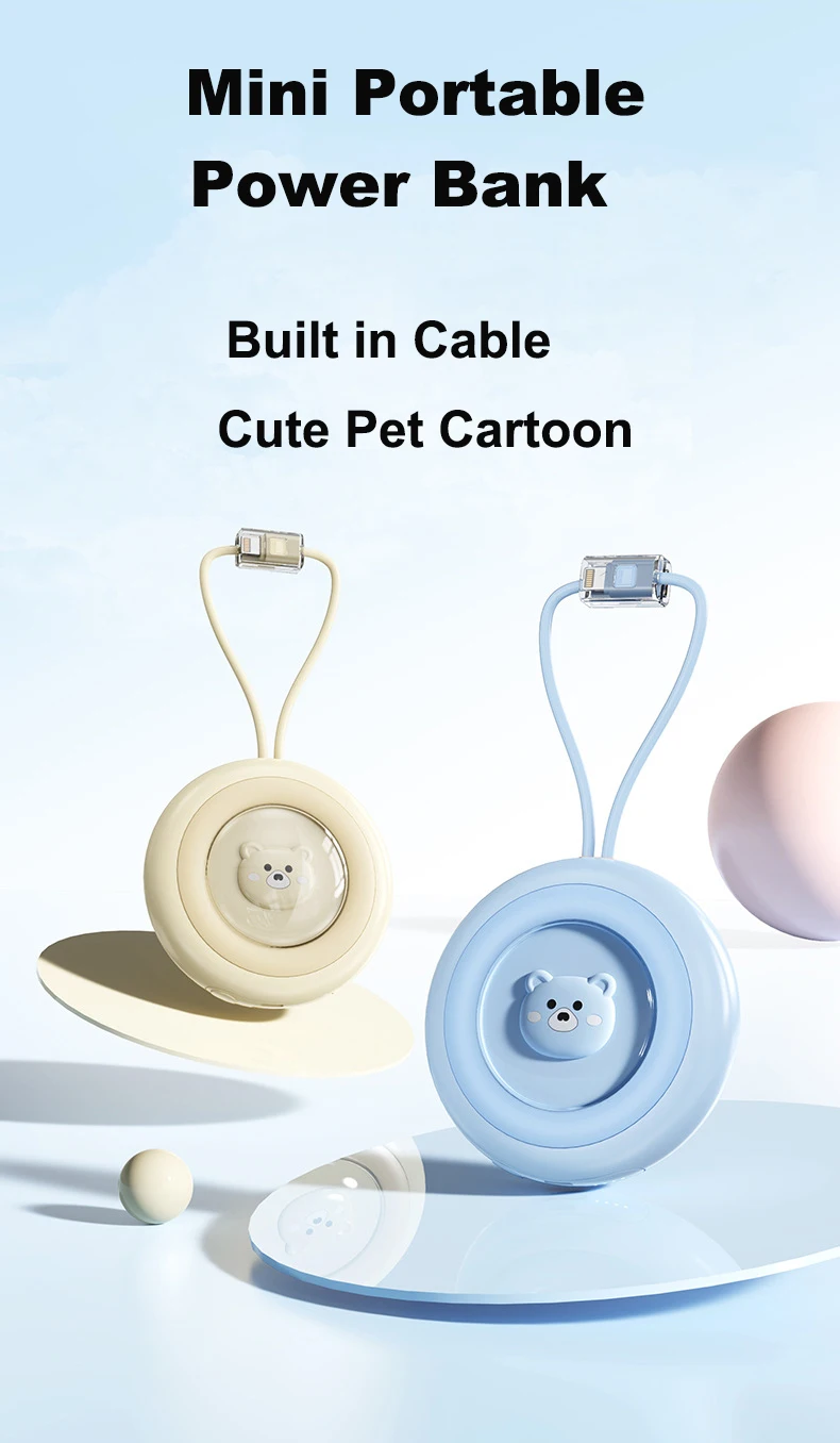 Mini powerbank 20000mah con cable integrado diseño cartoon_voghion.com