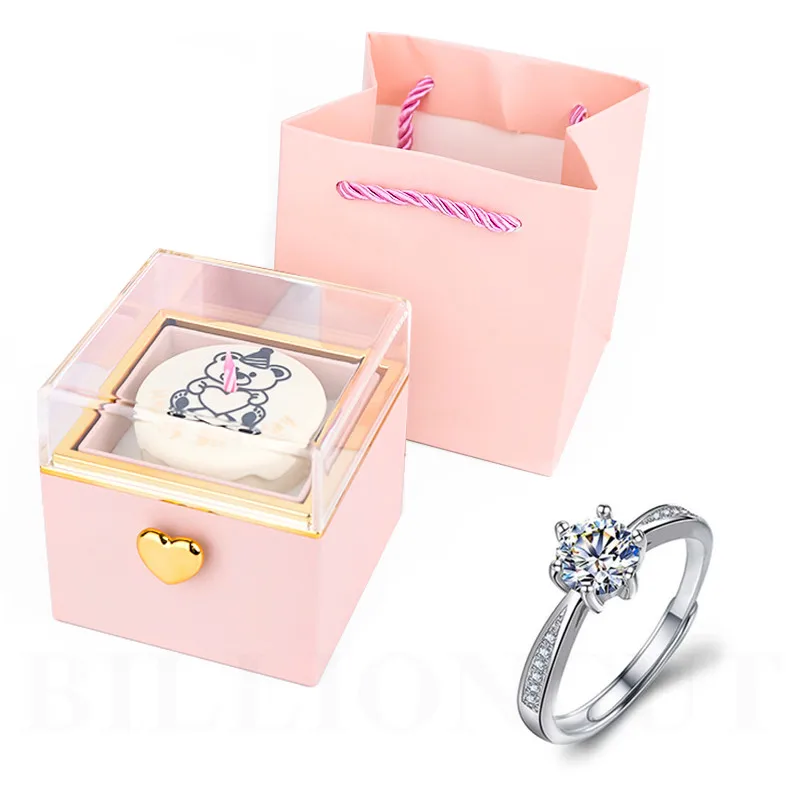 2025 Magic Cake Bear with Candle Ring Box Surprise Birthday Gift