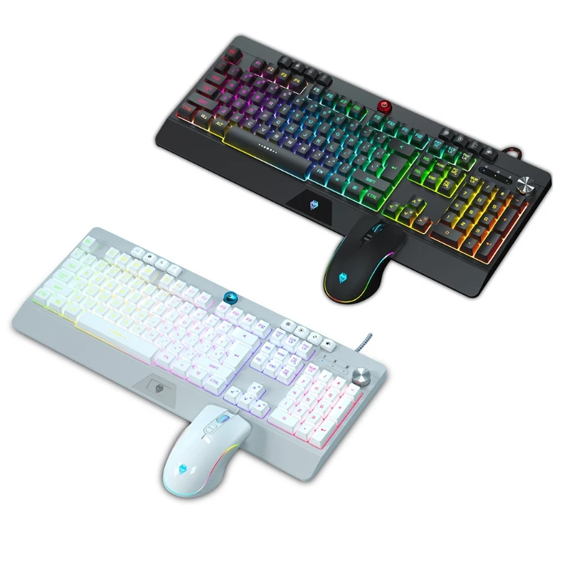 기계식 게임용 키보드 마우스 빛나는 백라이트 키보드 게임용 마우스 USB 유선 PC 게이머 노트북 작업용 세트