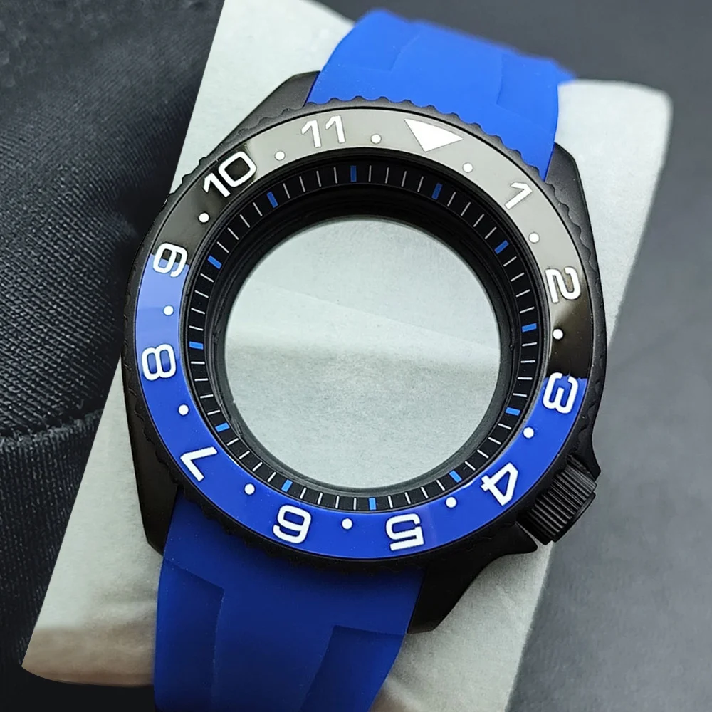 High-Quality 42mm Black Steel Men's Watch with Sapphire Glass