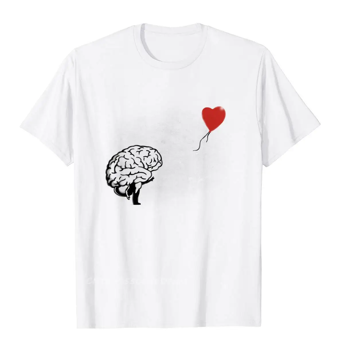 

Cosie Brainksy Balloon Tees For Men Red Heart Company Premium Cotton T Shirt Camisa Short Sleeve Clothing