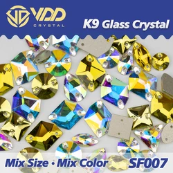 Elegant K9 Glass Sew-On Rhinestones: Premium Crystal AB Flat Back Stones for Clothing and Wedding Accessories (SF007)