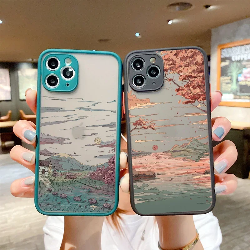 Anime Landscape Hard Matte Phone Case | Scenic Design Protective Cover