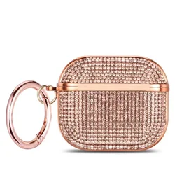 Deluxe Plated Sparkling Diamond Headphone Case with Keychain - Shockproof Earphone Cover - Airpods 4 (Gold)