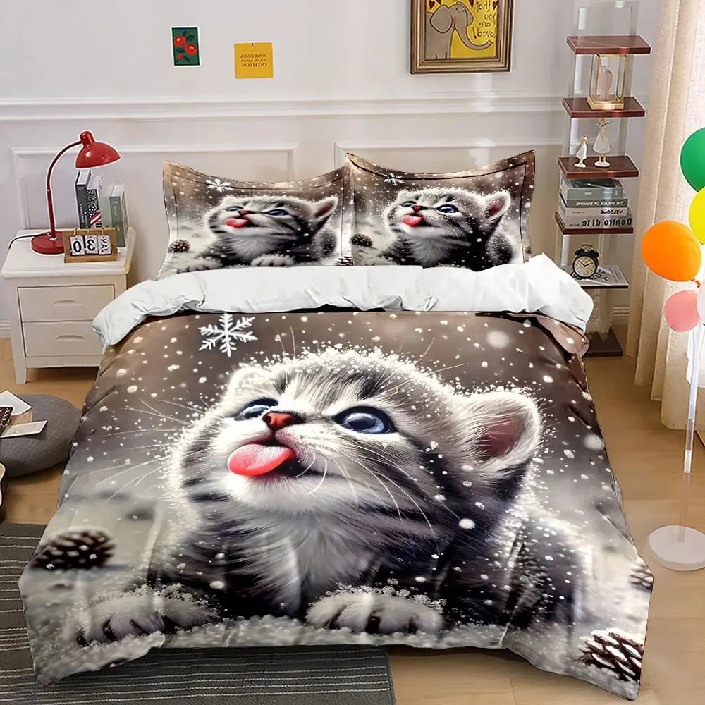 Ensemble cadeau sur le thème des chatons d'hiver, plusieurs tailles pour enfants et adultes, ensemble de literie exquis 3 pièces, cadeau 1 Ensemble cadeau sur le thème des chatons d'hiver, plusieurs tailles pour enfants et adultes, ensemble de literie exquis 3 pièces, cadeau 1