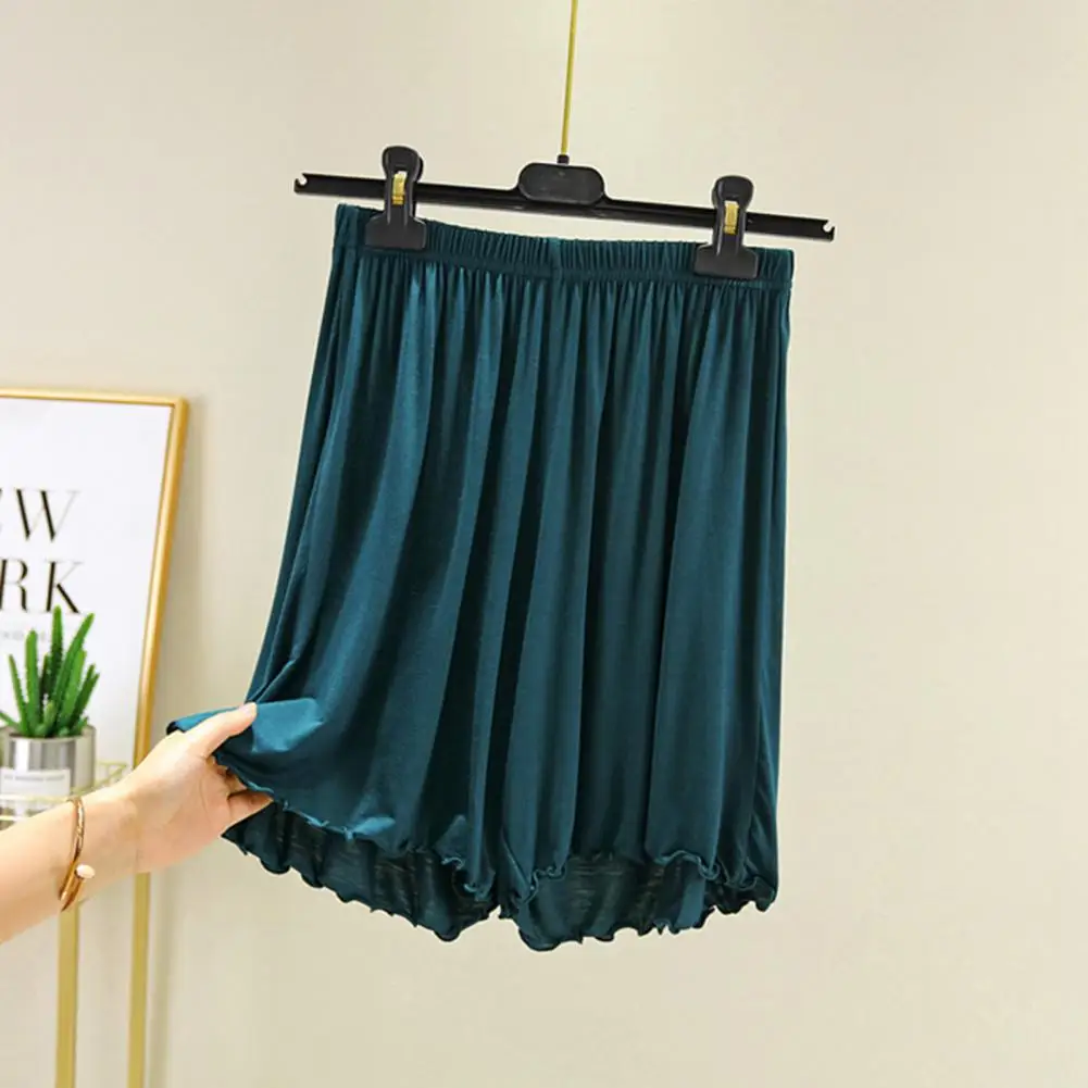 

Шорты женские с широкими штанинами, повседневные брюки до колен с эластичным поясом, с заниженной талией, мягкая плиссированная юбка с глубоким шаговым швом