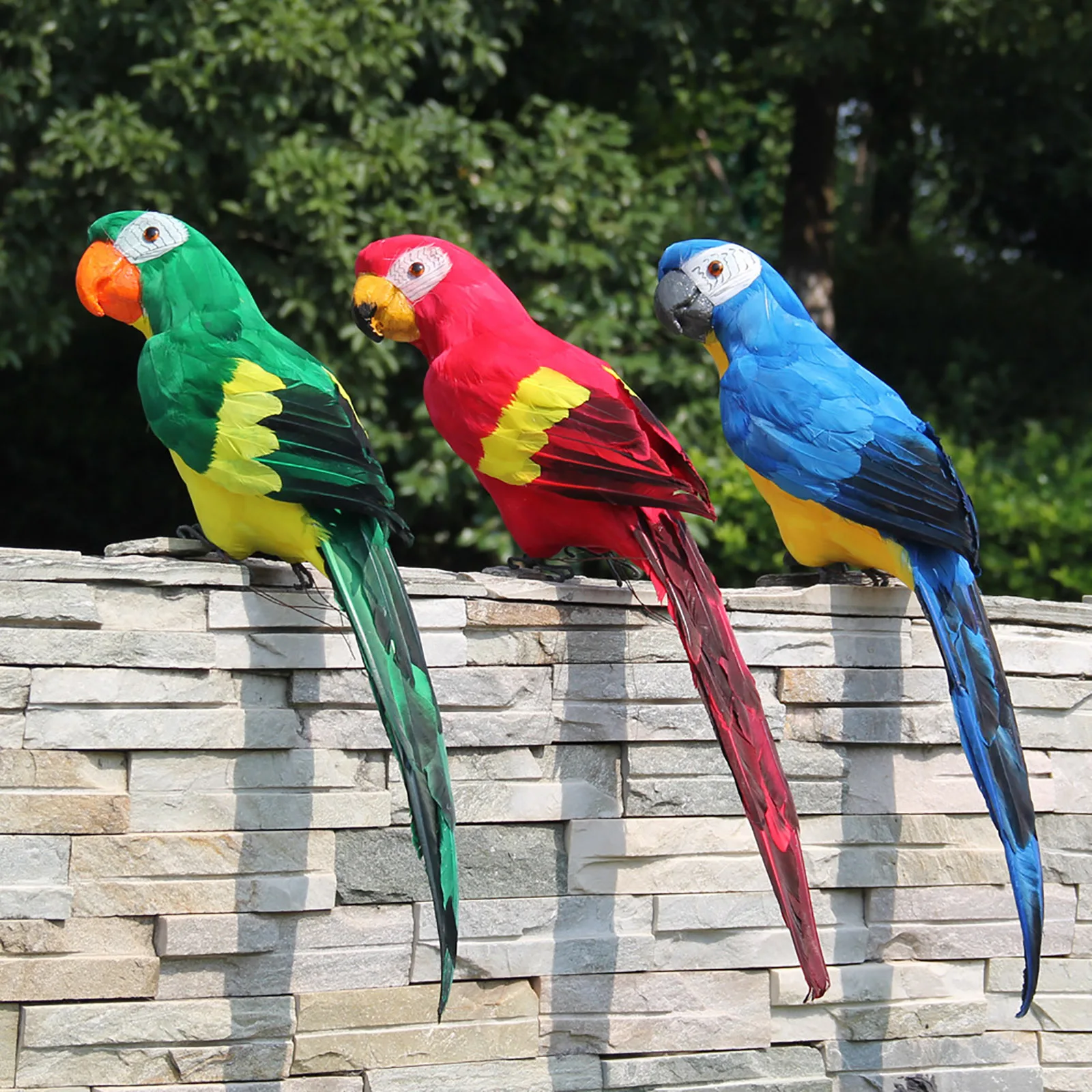

Handmade Realistic Bird Simulated Feathered Parrot Steel Garden Flower Art Desktop Household Fence Balcony Decorative
