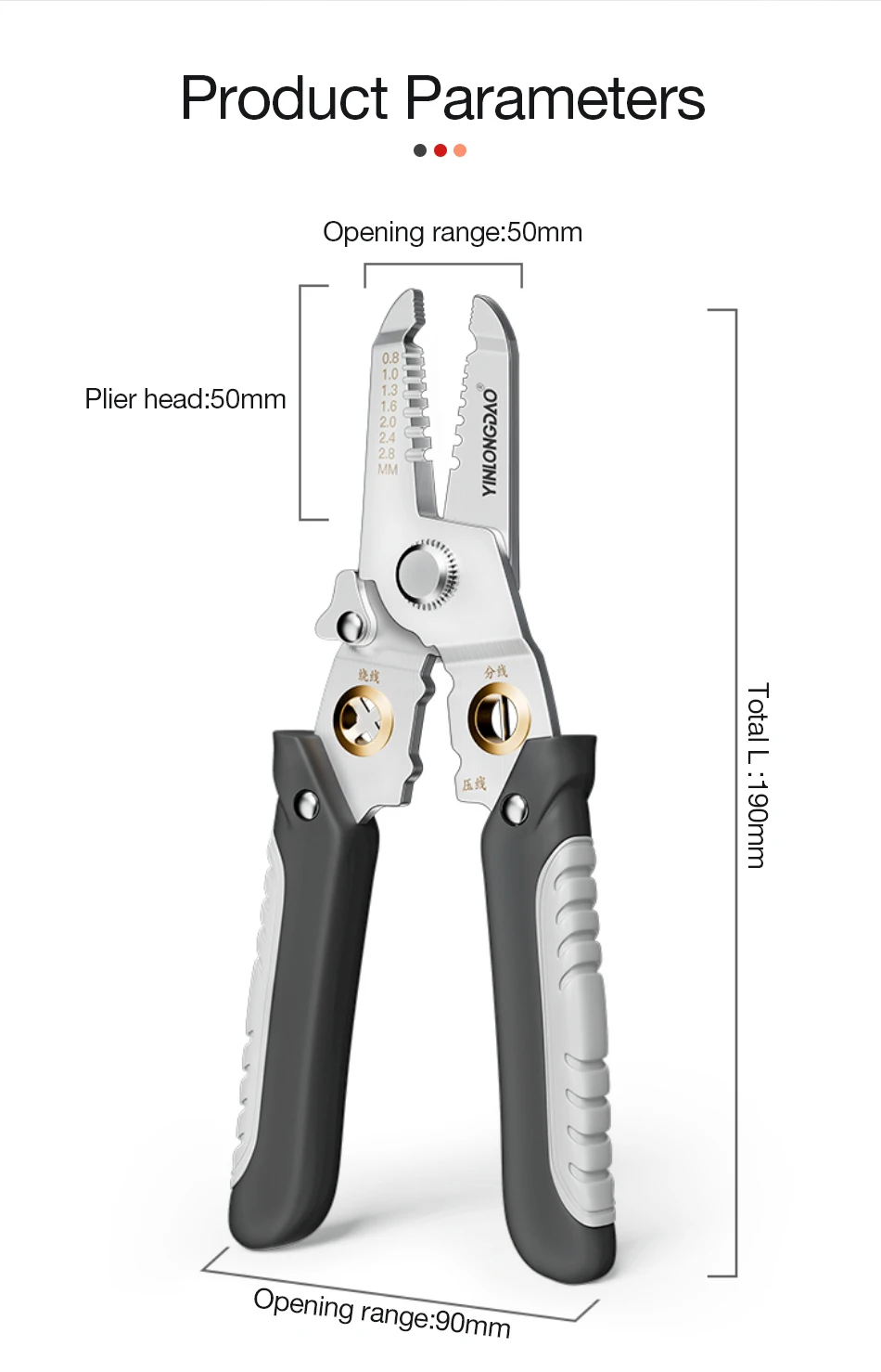 Description Picture 3 of itemWire Stripper Decrustation Pliers Multi Tool Ire Stripper Electric Cable Stripper Cutter Multifunctional Wire Repair Tool Pliers