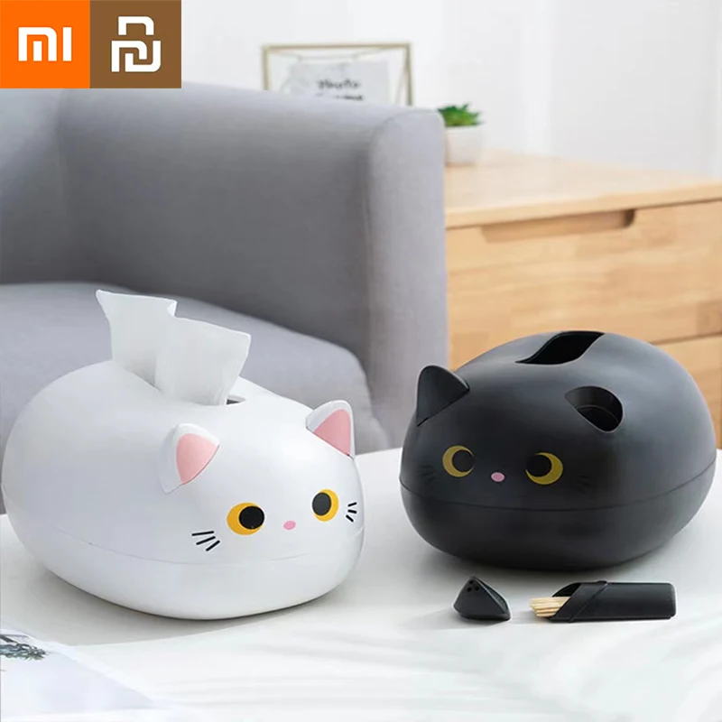 

Креативная коробка для салфеток Xiaomi Youpin, коробка-диспенсер для бумаги в гостиной, коробка с милым мультяшным котом для зубочисток, коробка для хранения салфеток, украшение для дома