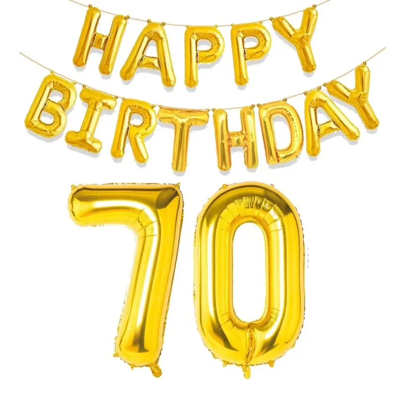 15 Stück Goldene Happy Birthday 30-Zoll Zahlen-Folienballons Kinder Erwachsene Partydekoration Junge Mädchen 10 18 20 25 30 35 40 50 60 Jahre Alt – Detail 30