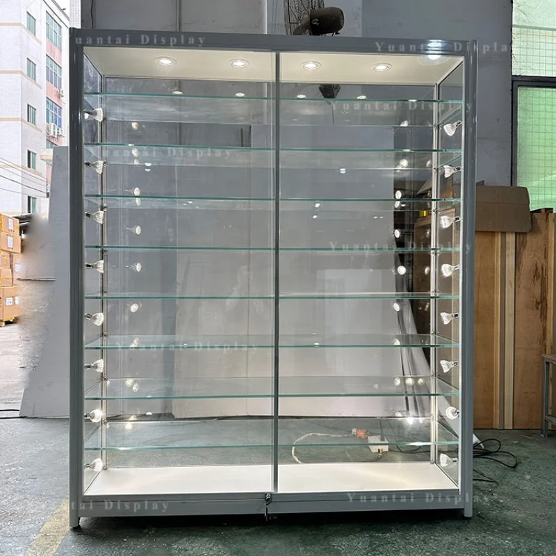커스텀 쥬얼리 유리 디스플레이 쇼케이스 캐비닛 알루미늄 가구, 부티크 상점용 LED 조명, 공장 직접 판매