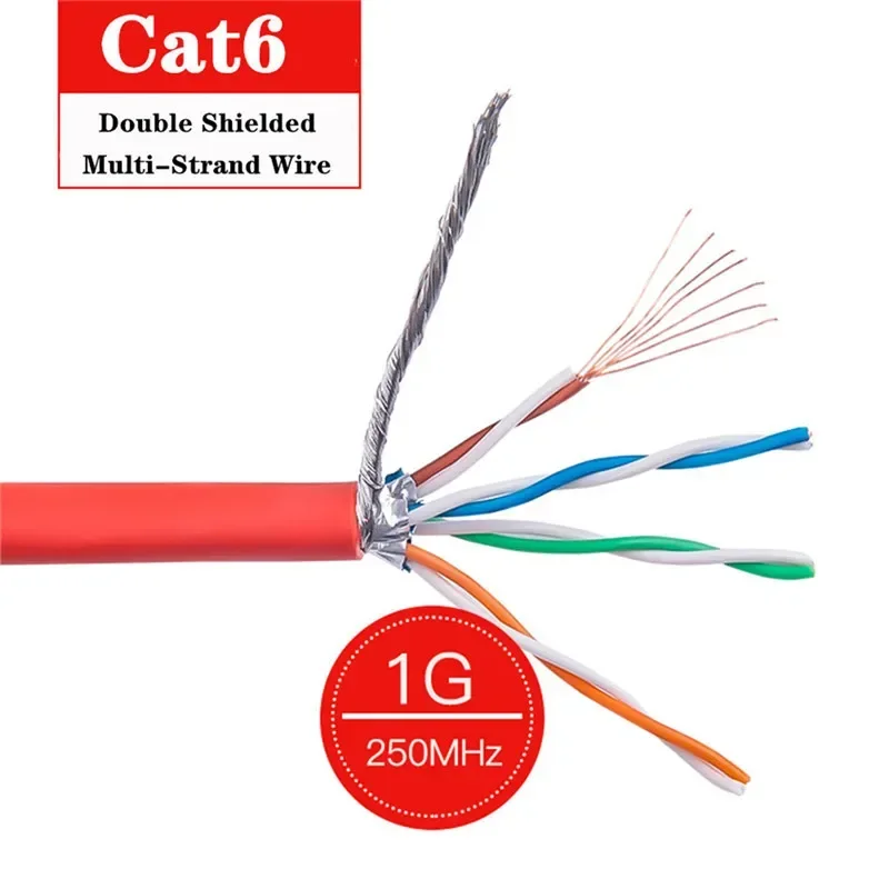 RJ45 Connector Cat6 Eathernet Cable Internet Lan Line Shielded SFTP Networking 4 Twisted Pairs Wire CAT 6 Patch Cabo 26AWG