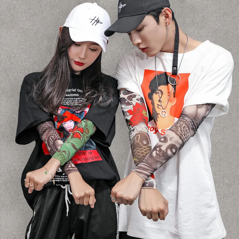 

Fashion Printing Ice Silk Sleeve UV Sunscreen Sleeve Sets Uisex Long Gloves Outdoor Sports Cycling Running Sleeve Sets A Pair Of